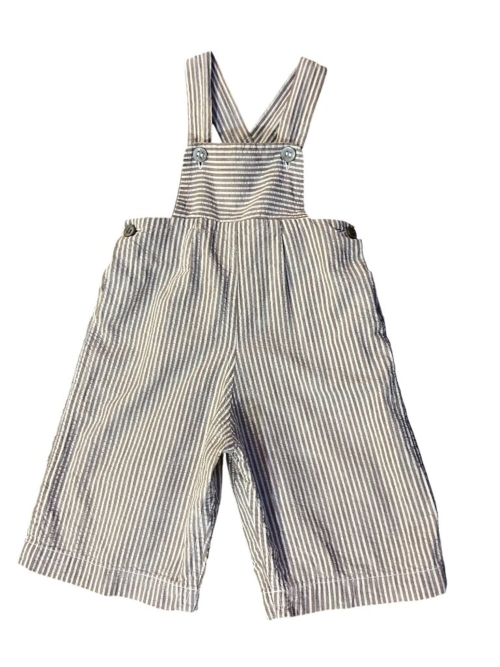 Vintage Handmade Baby Boy 6/9 Mo? Outfit Overalls Shirt Striped Set Used - Picture 4 of 16
